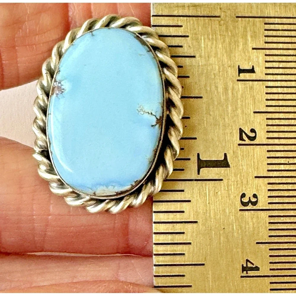 Navajo Mens Turquoise Ring Golden Hills Blue Sz 12 Signed Tillie Jon Sterling